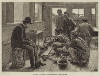 Opium kochen und testen in China